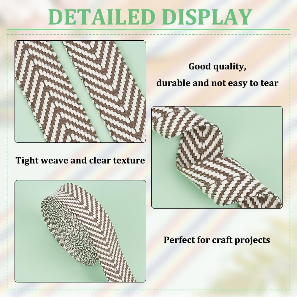 5 Yards Polycotton Jacquard Arrow Ribbon Clothes Accessories Olive 1-1/2 inch(38mm) — image 3