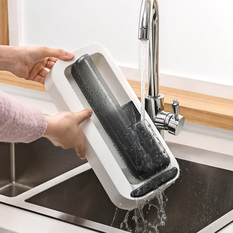 Wall-Mounted Utensil Holder with Dustproof and Insect-Resistant Cover 15cm(L)*6.5cm(D)*32cm(H)(Blue) — image 4