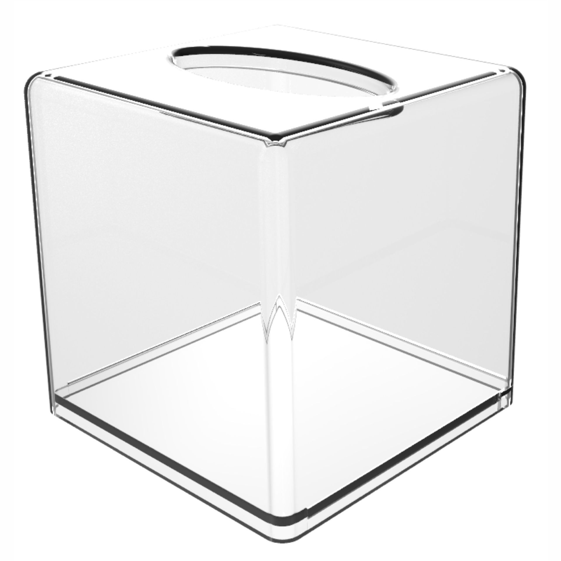 Tissue Box Holder & Cover Multi-Use Dryer Sheet & Mask Case Organizer for Bathroom, Car, Office, Table - Clear Square(14X14X14cm)