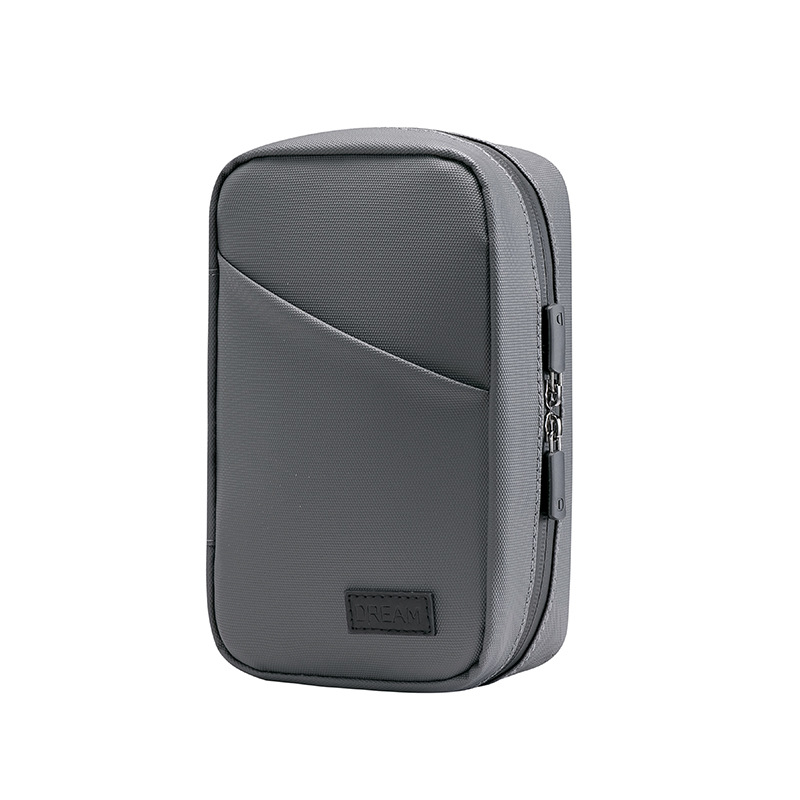 Grey Premium PU Leather Multi-Functional Travel Cable Organizer - Waterproof Digital Storage Pouch