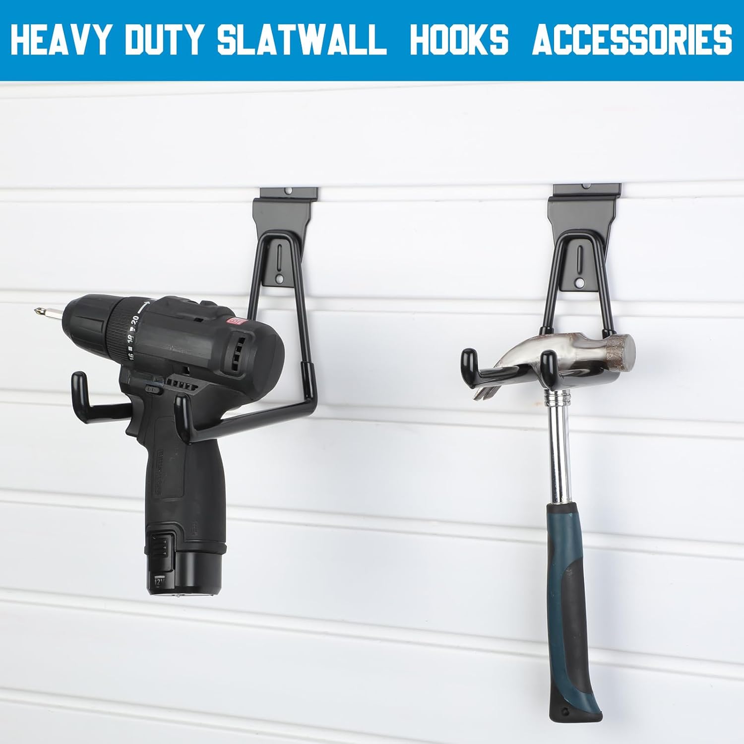Landhoow 36 Pcs Slatwall Hooks & Hangers 32 Pcs Heavy Duty Slat Wall Hanging Hooks with 4 Pcs Storage Straps Assortment Slatwall Accessories for Storage Garage