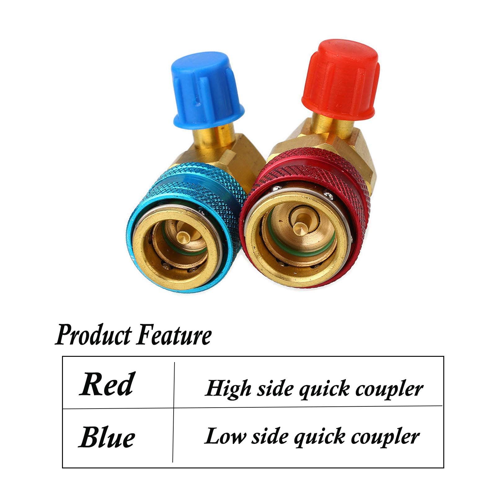 134a Adapter Fittings Quick Connector, 1/4" SAE Male Flare High/Low A/C Freon Manifold Gauge Hose Conversion Kit โ image 3