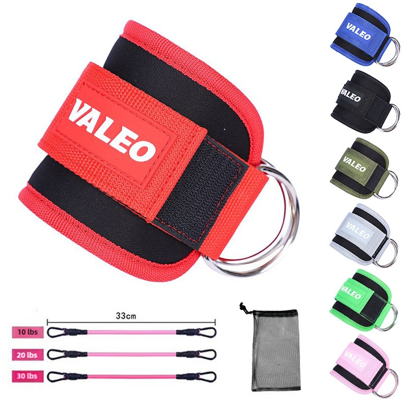 Green Set (2 Ankle Straps + 3 elastic ropes + 1 mesh bag) Adjustable Ankle Straps for Leg and Glute Training – EVA Padded Gym Foot Straps — image 2