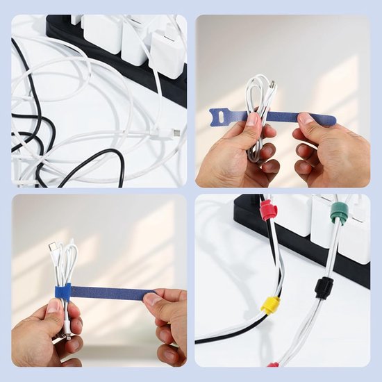 Cable Clips - 120 Pieces - Reusable Cable Ties - Cable Ties for Data Cable Management - Ideal for Cable Management in the Home, Office, Garden and More โ image 3