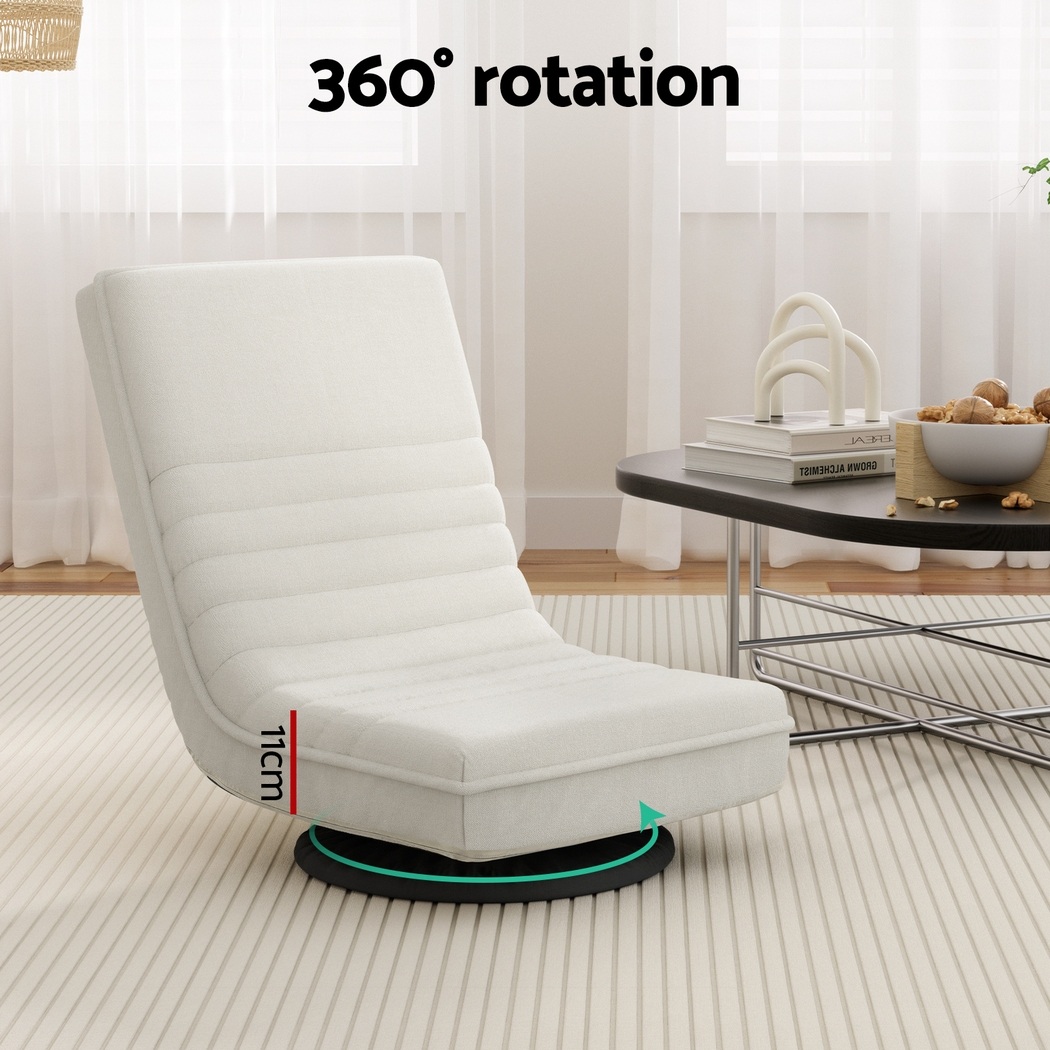 Artiss 4XFloor Chair Lounge Sofa Swivel Foldable Linen White — image 5