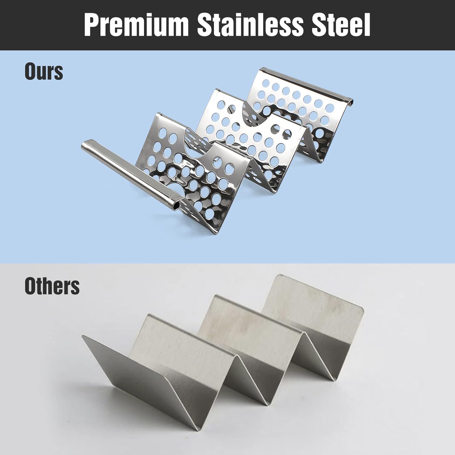 4 Pack Stainless Steel Taco Holders, Premium Taco Stands, Holds 2 Or 3 Tacos Each Taco Tray, Taco Rack With Easy-Access Handle, Food Grade Taco Plate Shells โ image 3