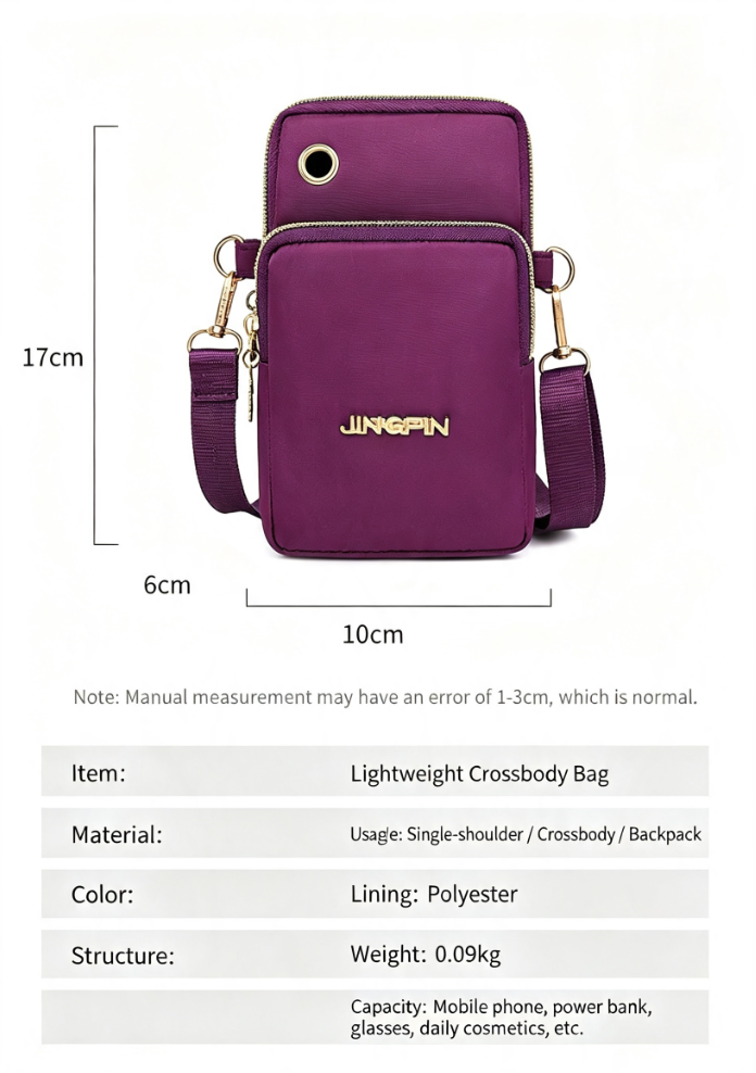 Lightweight Phone Crossbody Bag - Waterproof Oxford Shoulder Bag for Women - Casual Slim Sling Purse for Travel Daily Commute - Purple โ image 4