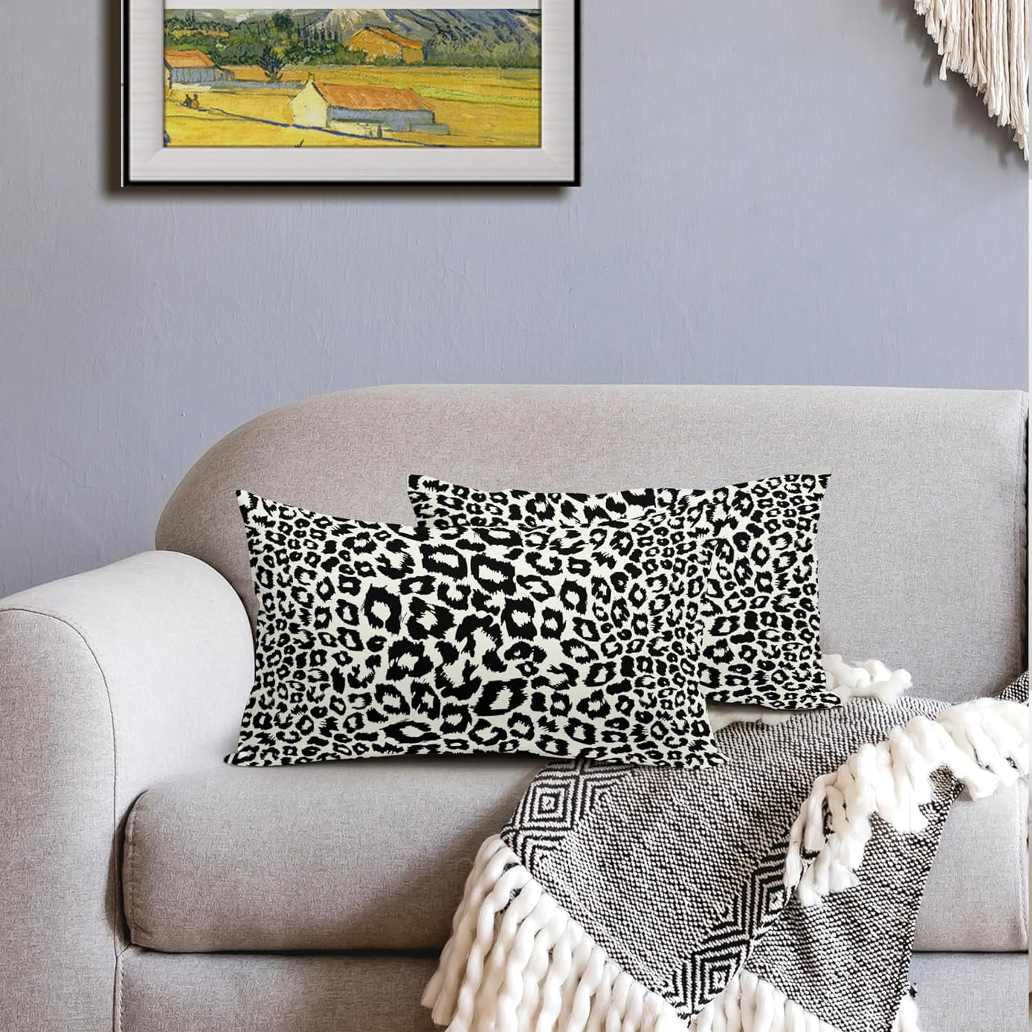 Lime Green White Leopard Print Pillow Covers 18x18 Inch Set of 2 Cheetah Animal Spots Decorative Throw Pillows For Couch Farmhouse Chinoiserie Pillow Cases — image 5