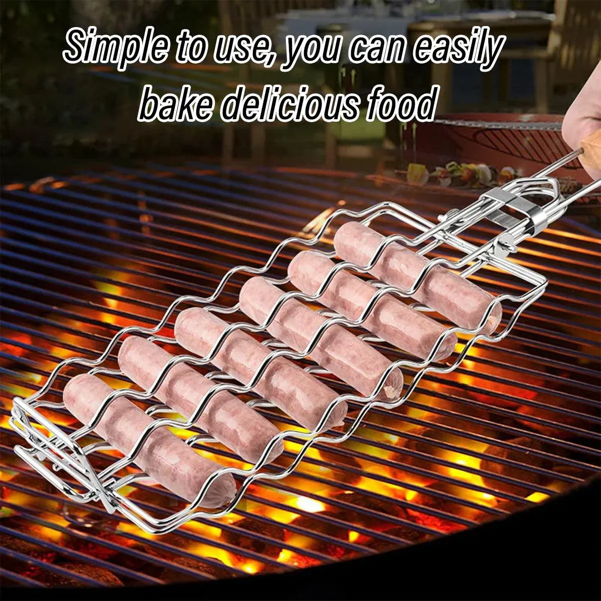 Portable Sausage Grill Net BBQ Tool Hot Dog Grill Holder Cooking Basket BBQ Rack โ image 5
