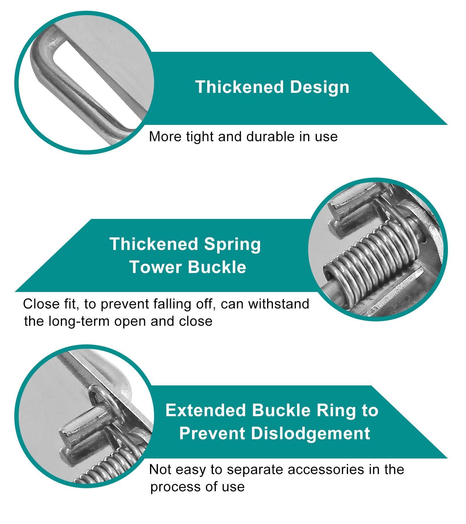 8 PCS Stainless Steel Spring Loaded Toggle Latch, 2.8" / 72mm Length Sliver Hasp Latch with Mounting Screws, Spring Latch โ image 2
