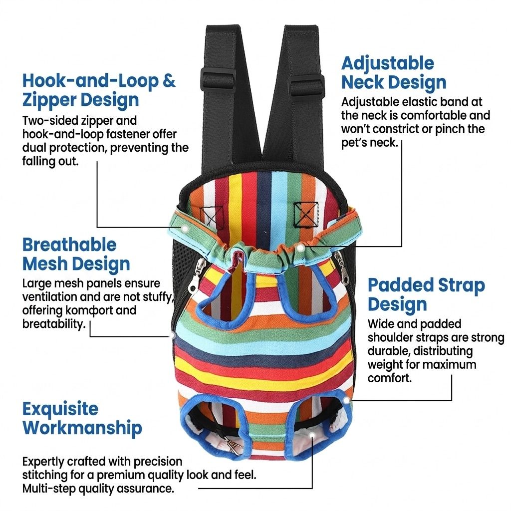 Portable Pet Front Chest Backpack for Small Dogs and Cats β Hands-Free Travel Carrier with Adjustable Straps, Breathable Mesh, and Padded Shoulder Pads for β image 4