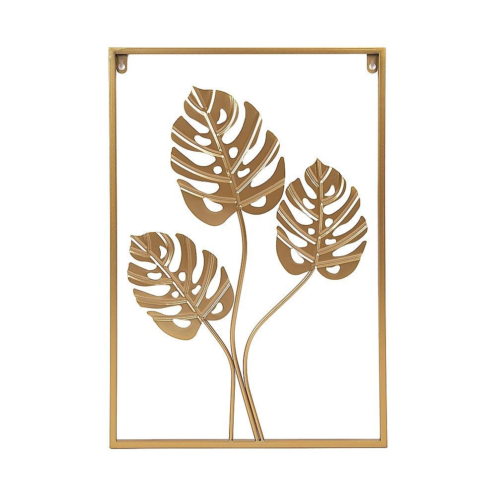 Metal Wall Picture with Leaves 40 × 60 cm Golden Decoration — image 2