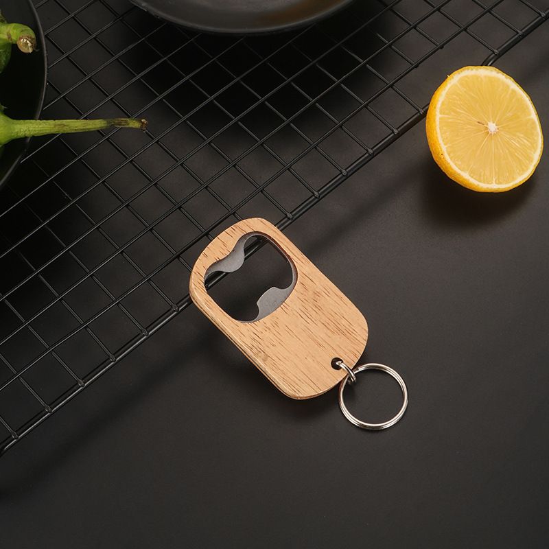 Bottle Opener Keychain Portable Wooden Beer Bottle Opener Keyring Beverage Drinks Bottle Opener Key Chain Christmas Birthday — image 2