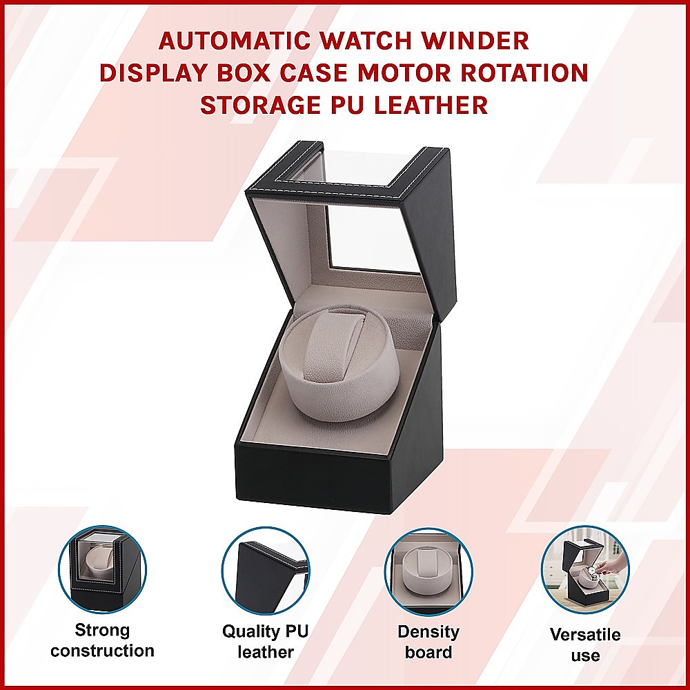 Automatic Watch Winder Display Box Case Motor Rotation Storage PU Leather — image 3