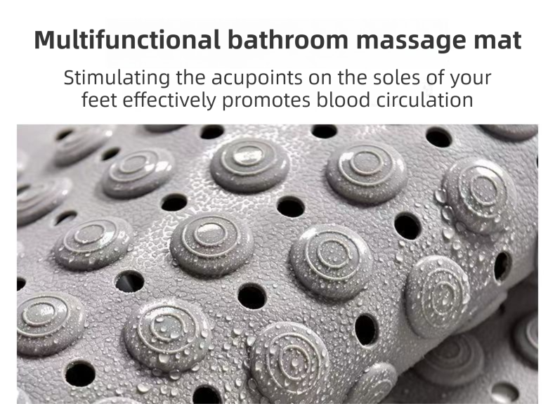 2-Pack Grey Eco-Friendly Bath Mat with Massage Points - Anti-Slip Suction Cup Safety Bathroom Rug (M Size 75.5X44x2 CM) — image 2