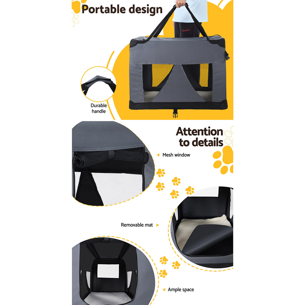 i.Pet Pet Carrier Soft Crate Dog Cat Travel 82x58CM Portable Foldable Car XL โ image 6