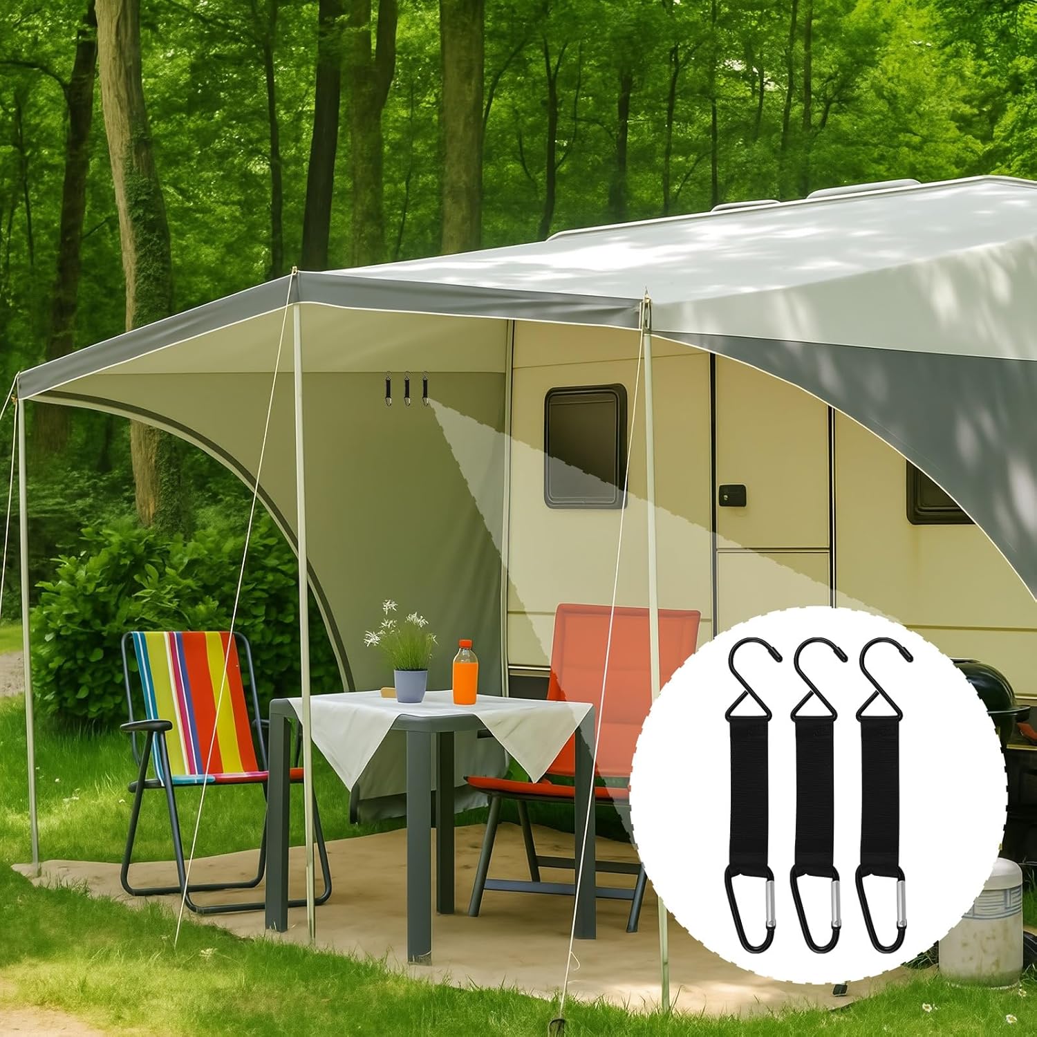 Carabiner Fence Hooks 3 Pcs Fence Hook for Tennis Baseball Bag, Nylon Safety Metal Buckle Hanging Hooks for Outdoor Sports Backpacks Water Bottles Camping โ image 2