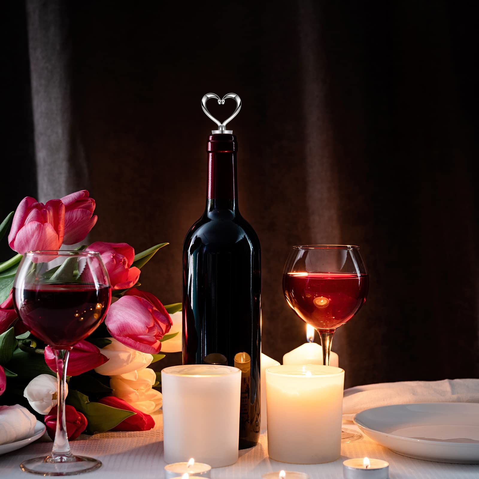 3PCS Wine Stopper Reusable Wine Stoppers Heart Shape Wine Beverage Bottle Stopper Bottle Cover Wine Outlet Cap — image 2