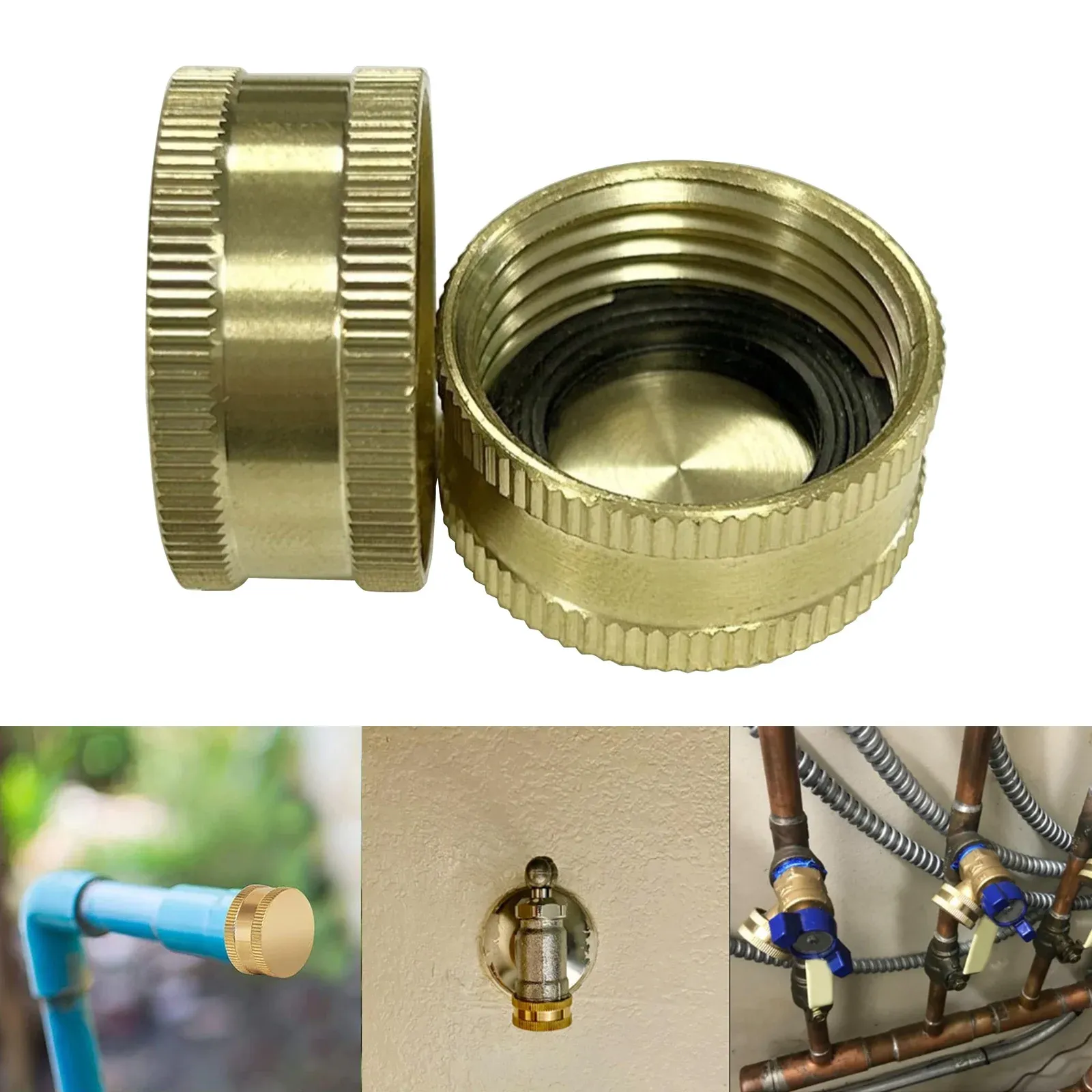 Brass Garden Hose End Caps 4 Pack, 3/4 Inch Female Faucet Plugs with Gaskets for Outdoor Watering Leak Repair, Brass Construction — image 5