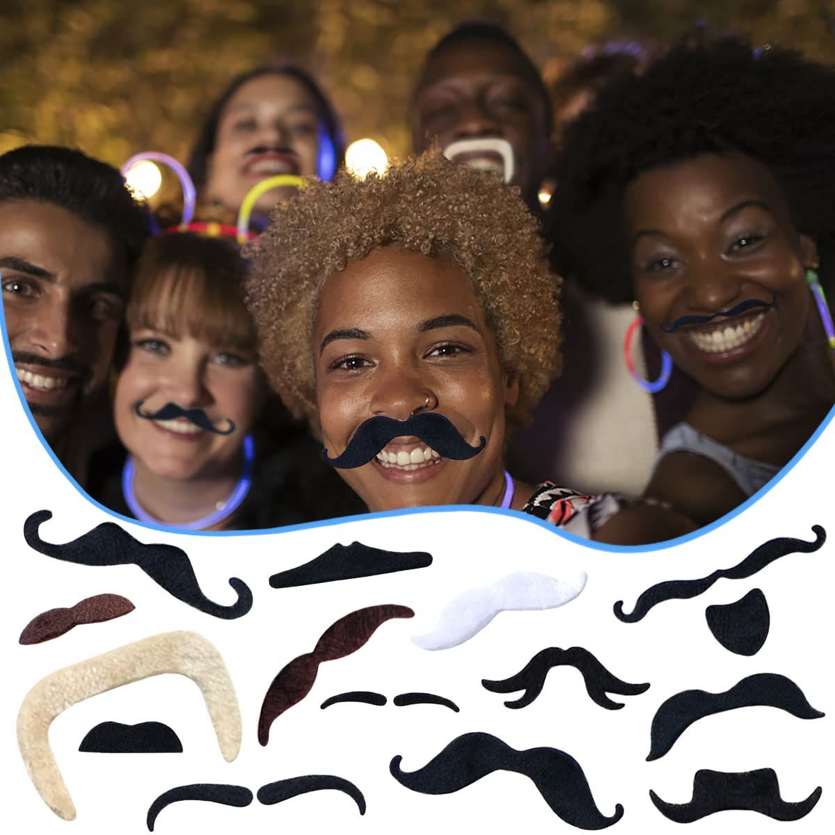 48 Pieces Fake Mustaches Novelty Self Adhesive Fake Mustache Set for Performance Masquerade Halloween Party Supplies โ image 4