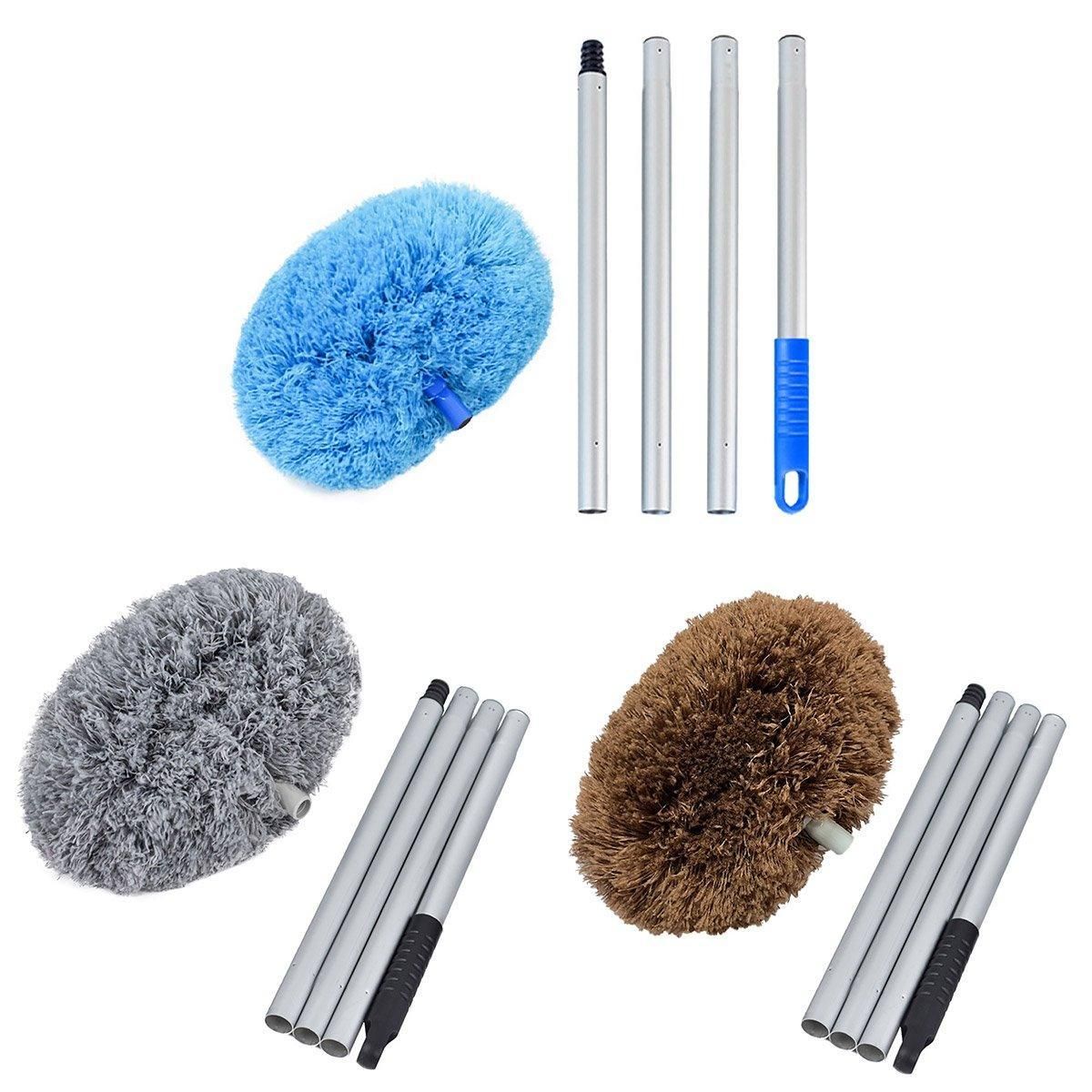 Extendable and Assembled Ceiling Duster Round Brush Dust Sweeper Cleaning Tool - Grey — image 3