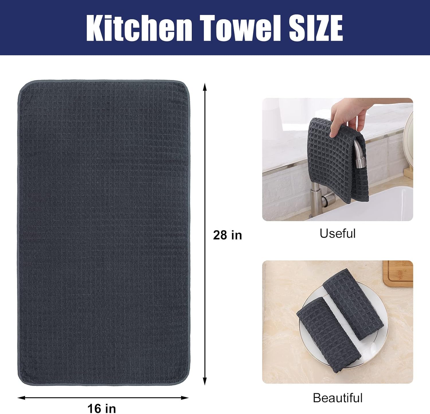 Homaxy Kitchen Towels and Dishcloths Set, 12 x 12 Inches and 16 x 28 Inches, Set of 10 Bulk Cotton Kitchen Towels Set, Ultra Soft Absorbent Dish Towels for — image 6