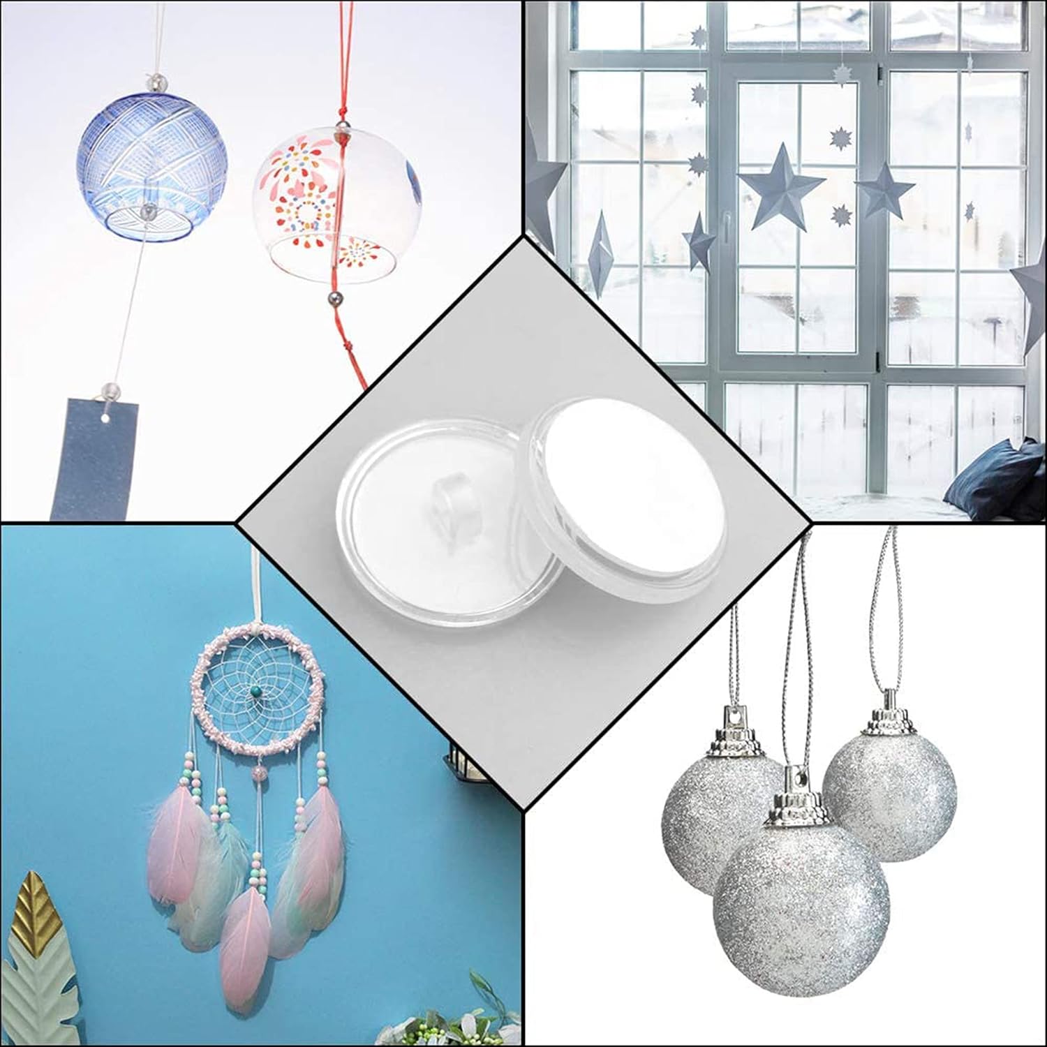 30 Pieces Clear Self-Adhesive Ceiling Hooks, No-Drill Ceiling Hooks, Sticky Hooks with Flagpole Clips for Bedroom, Bathroom, Kitchen, Bedroom Wall, Carnival — image 4