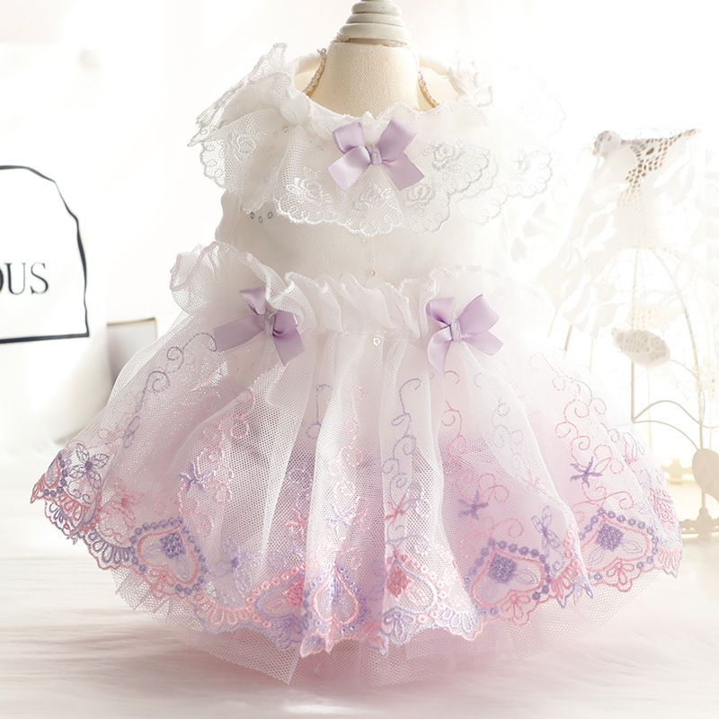 Accope Pet Dress Cotton Princess Style Summer Suspenders pink XL โ image 3