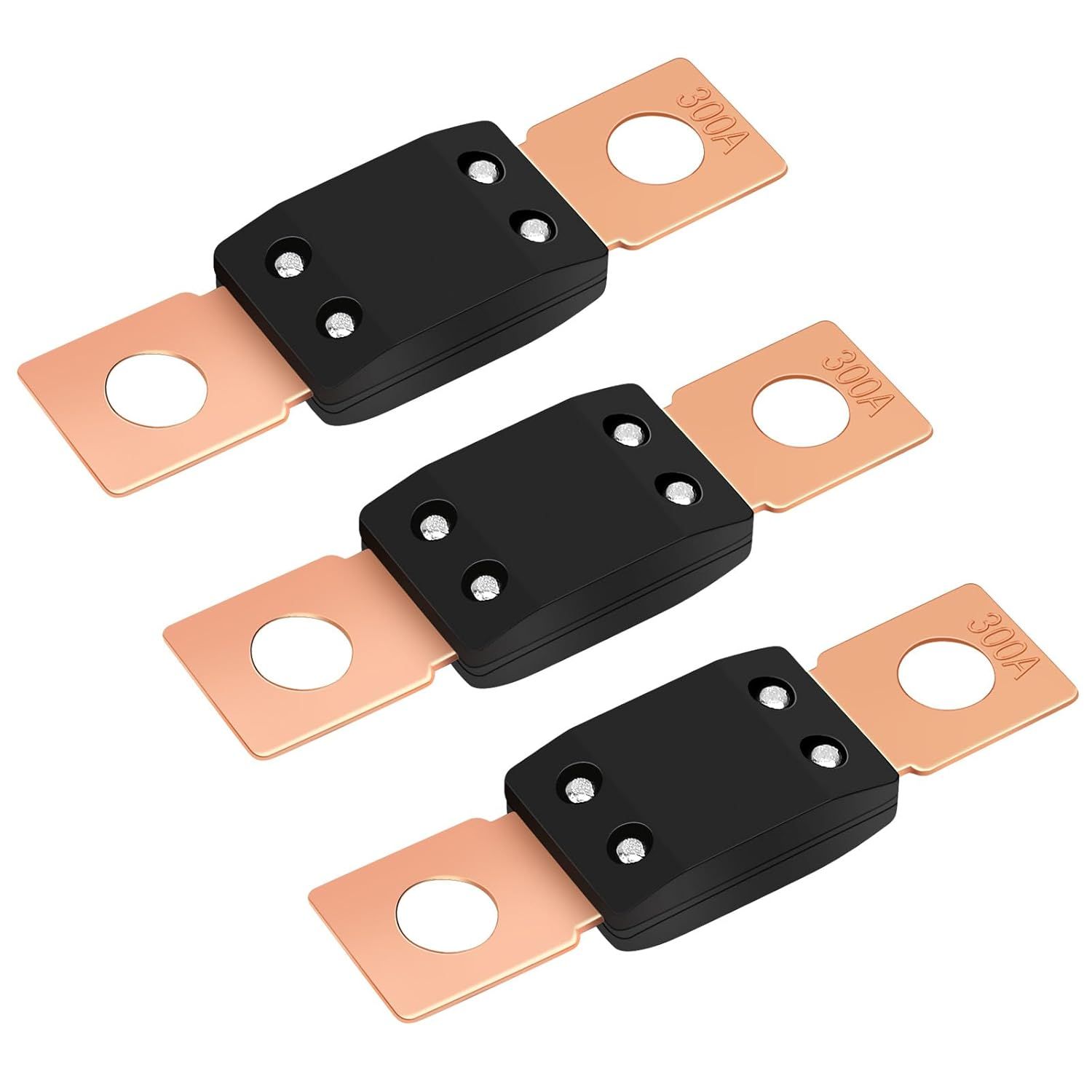 3Pcs High Current Bolt-on Fuses,300 Amp Fuses for Cars,Buses,Trucks,Construction Vehicles,Boats,Caravan Cars