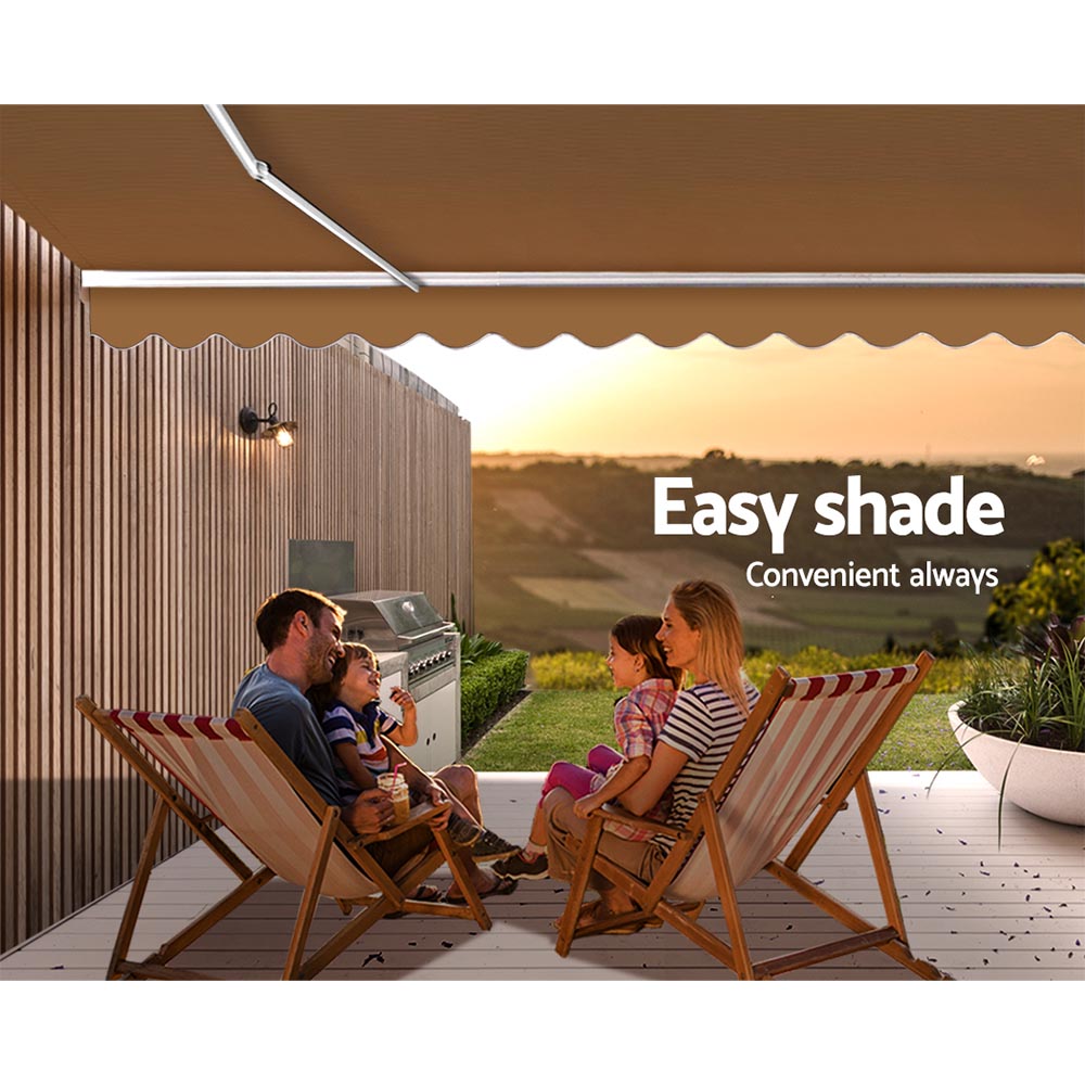 Instahut Retractable Folding Arm Awning Manual Sunshade 4Mx3M Beige โ image 6