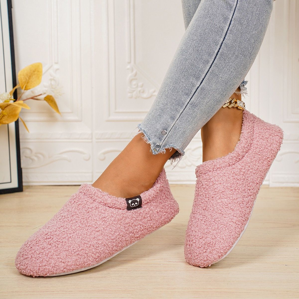 Cozy Winter House Slippers for Women – Thick Fleece-Lined, Slip-On Heel Support, Non-Slip Sole for Warm Indoor Comfort (L(40-41), Brown) — image 4