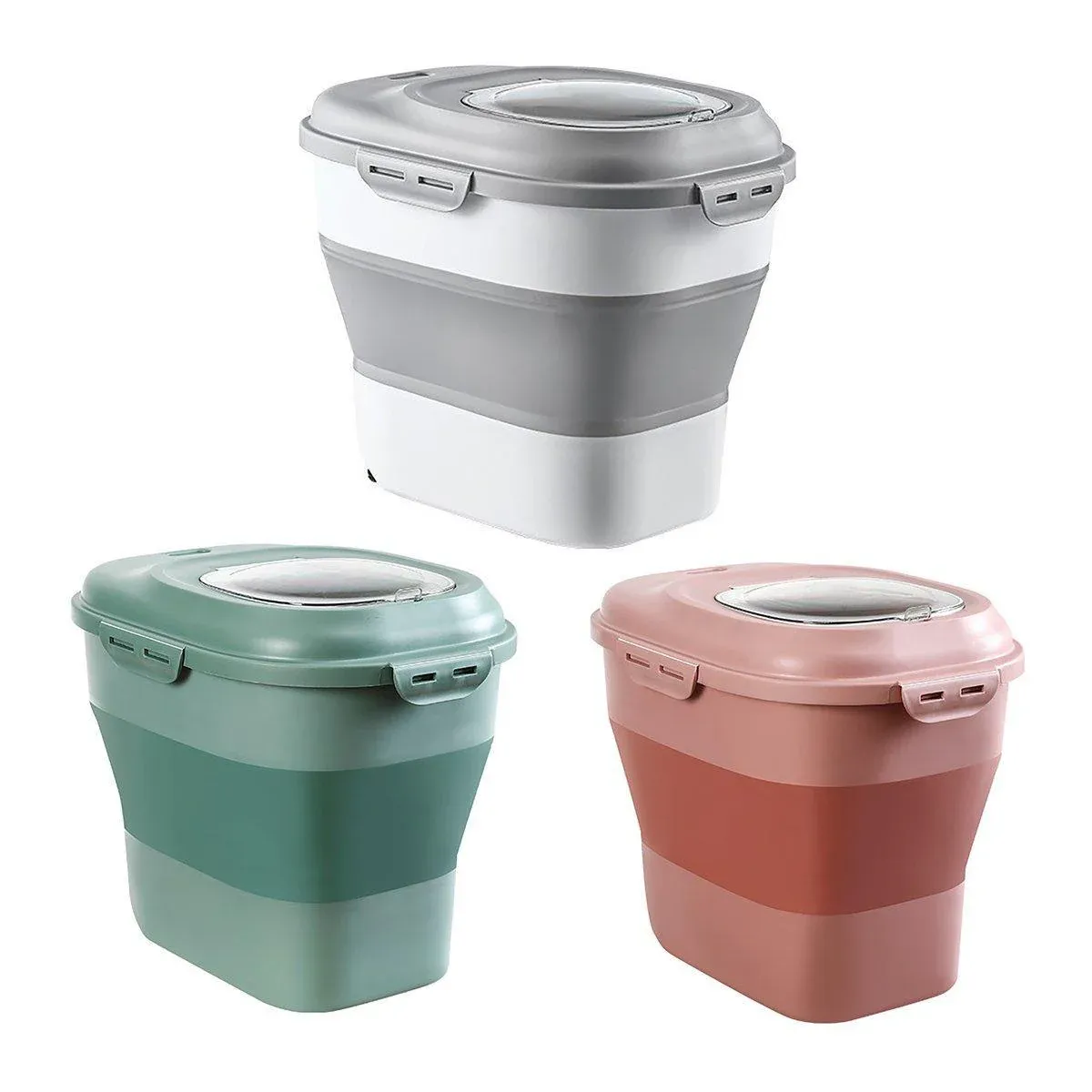 Large Capacity Pet Food Storage Box Foldable Design with Seal Lid - Grey — image 3