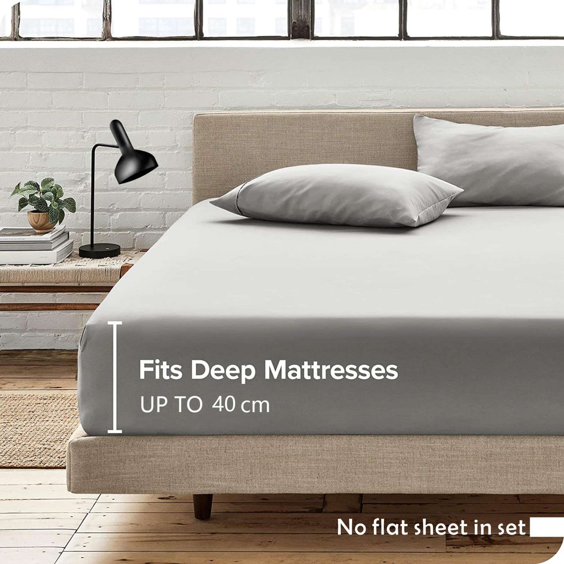 Hotel Quality Fitted Sheet - 1 Piece Fitted Sheet -Breathable Bedding - Wrinkle, Fade, Stain Resistant- 16inch/40cm Deep Pocket Fitted Bed Sheet-Wrinkle and — image 2