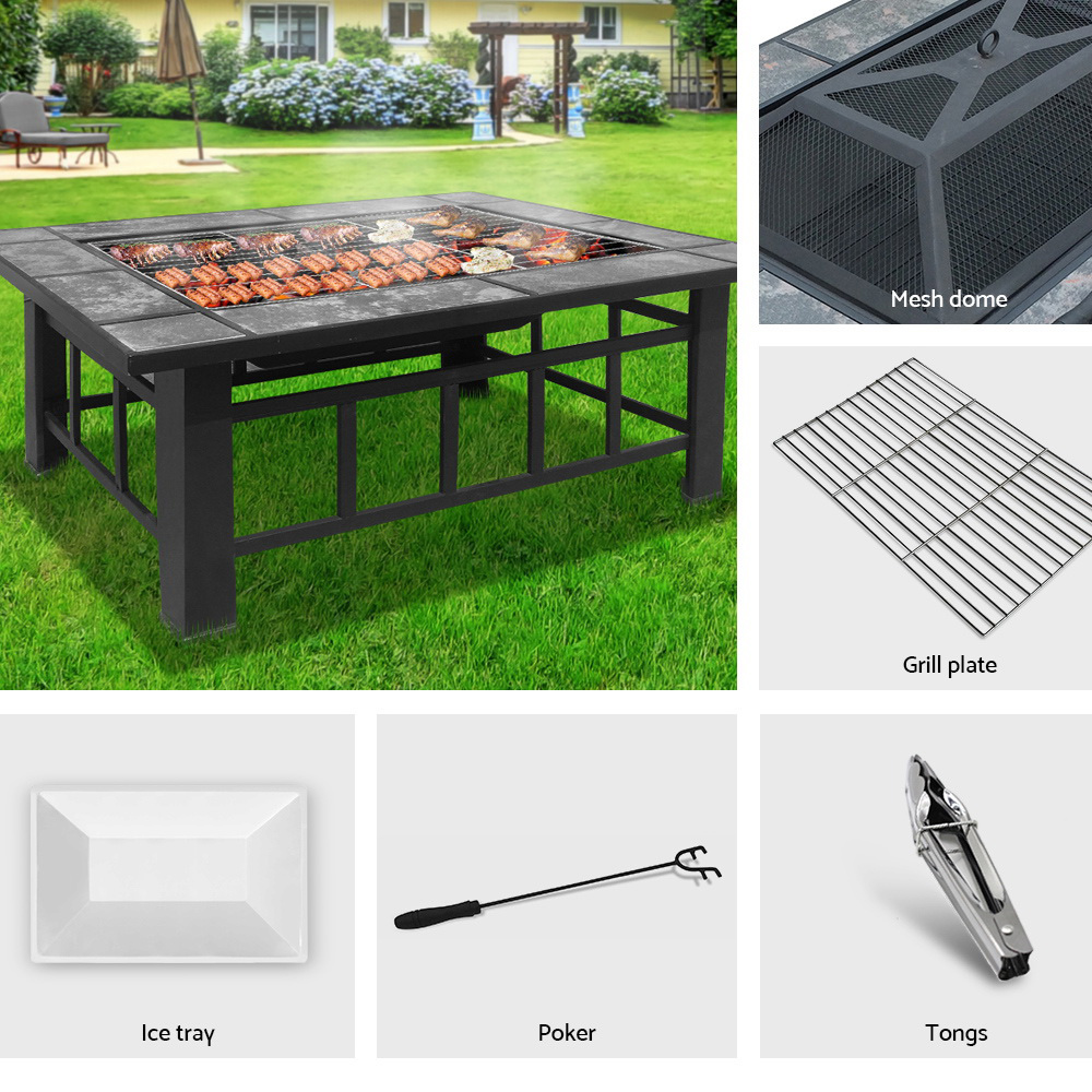 Grillz Fire Pit BBQ Grill Ice Bucket 3-In-1 Table โ image 3