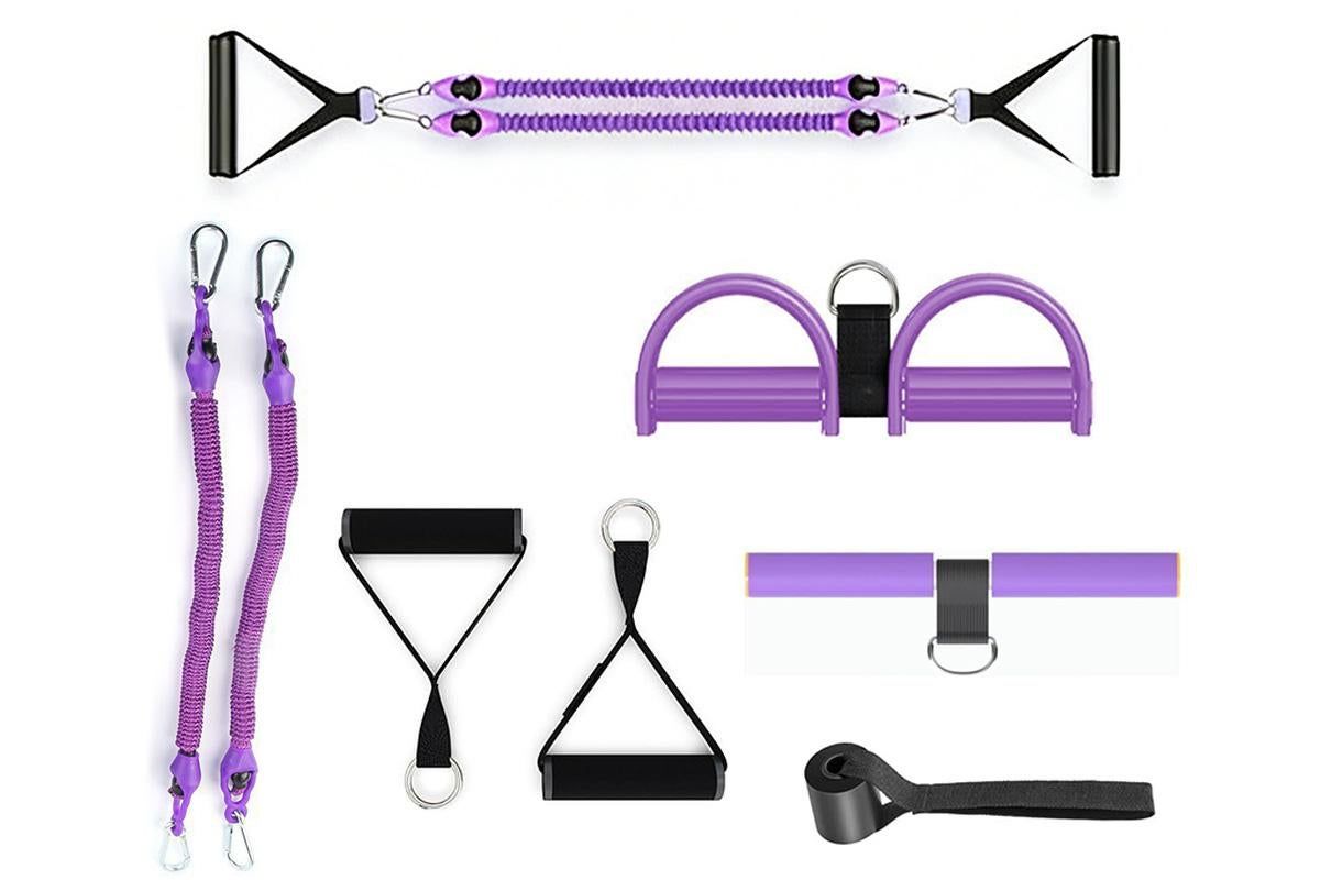 1 Set 4-in-1 Resistance Band Pedal Puller for Sit-Up Home Gym Yoga Pilates - 2 Tubes — image 4