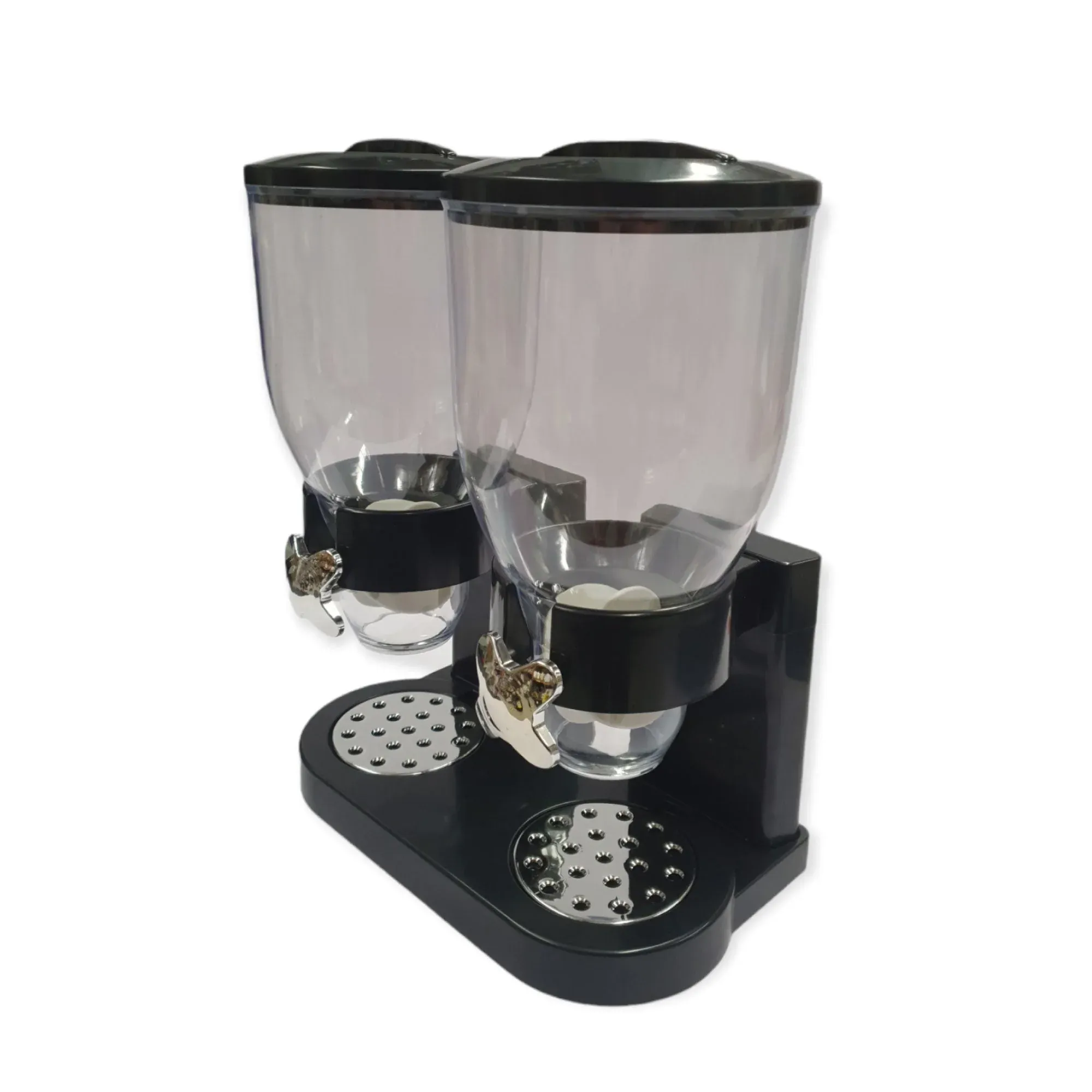 Kitchee 4L Double Cereal Dispenser Countertop for Rice Grains Storage Black — image 2