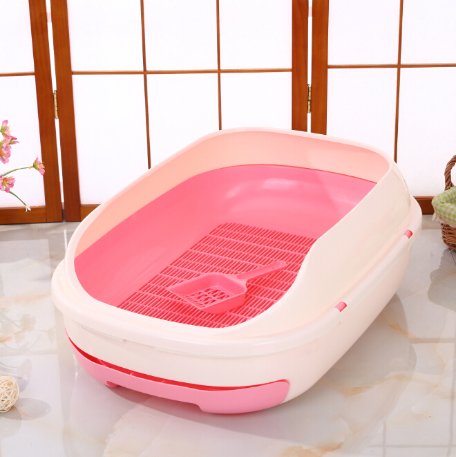 YES4PETS Large Portable Cat Toilet Litter Box Tray with Scoop and Grid Tray-Pink โ image 2