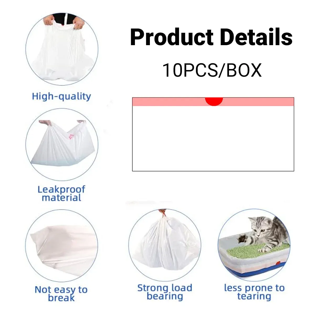 10 PCS Disposable Pet Waste Bags Cat Litter Bags Thickened Heavy Duty Leakproof - S — image 6