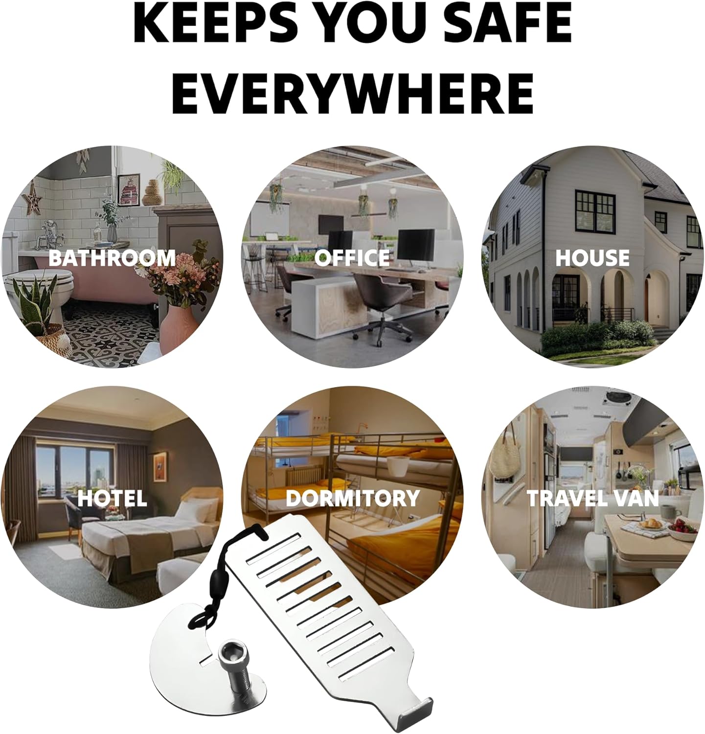 Doorstop - Portable door lock - Travel doorstop - Universal quick-install lock - Emergency lock - Child-safe doorstop - Anti-jam system - Theft security — image 6