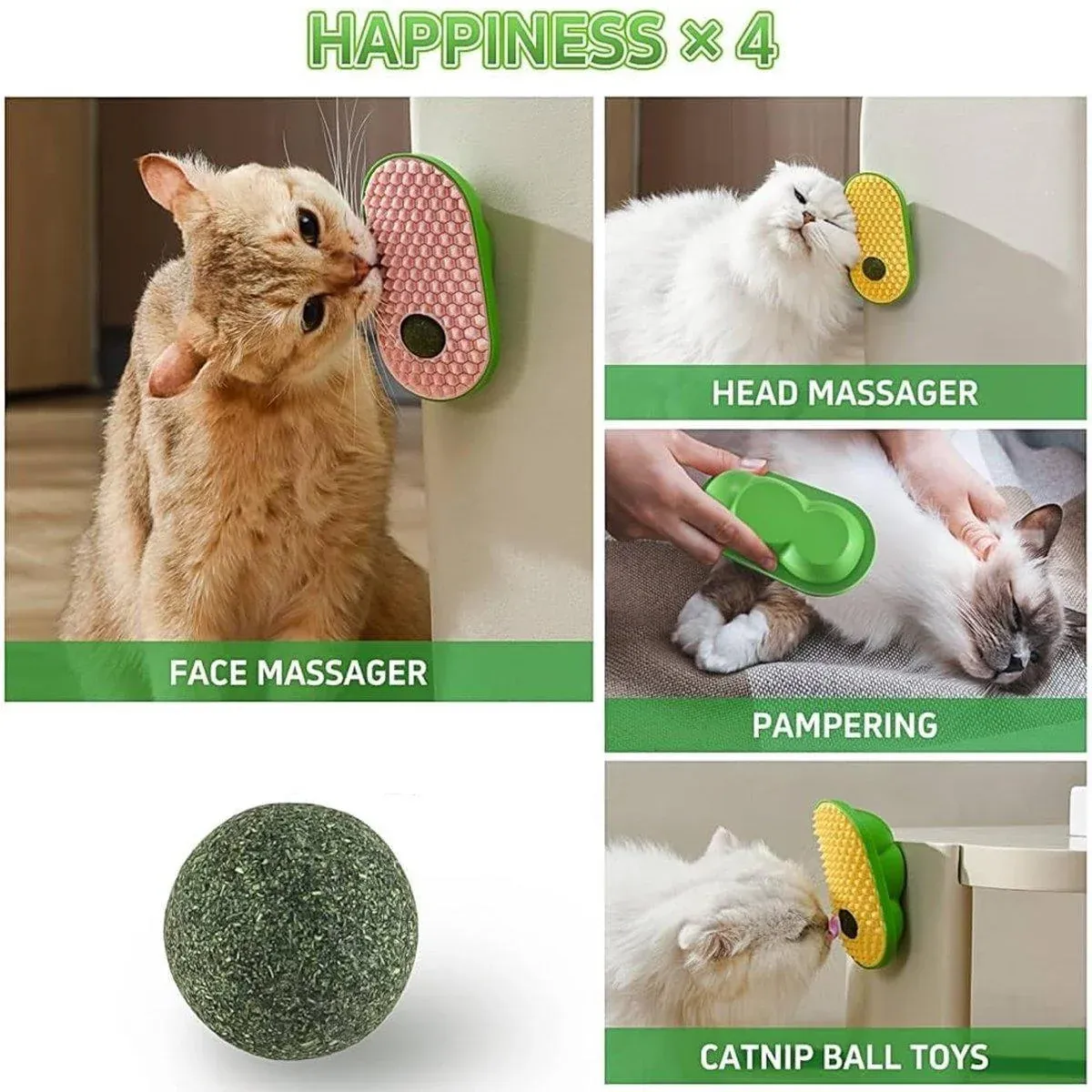 Cat Scrubber Toy for Cats Self Grooming Hair Removal Scratching Face Massage - Green โ image 5