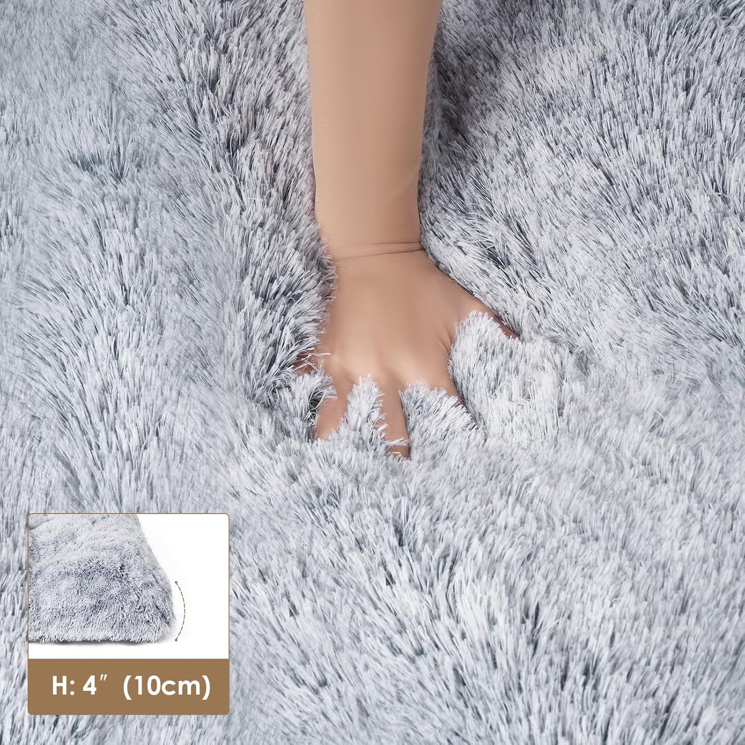80 x 55 CM Winter Long Plush Dog Bed for Large Dogs - 10CM Thickened Fluffy Faux Fur Pad - Calming Anti Anxiety Pet Cushion with Non-Slip Bottom, Removable & — image 4