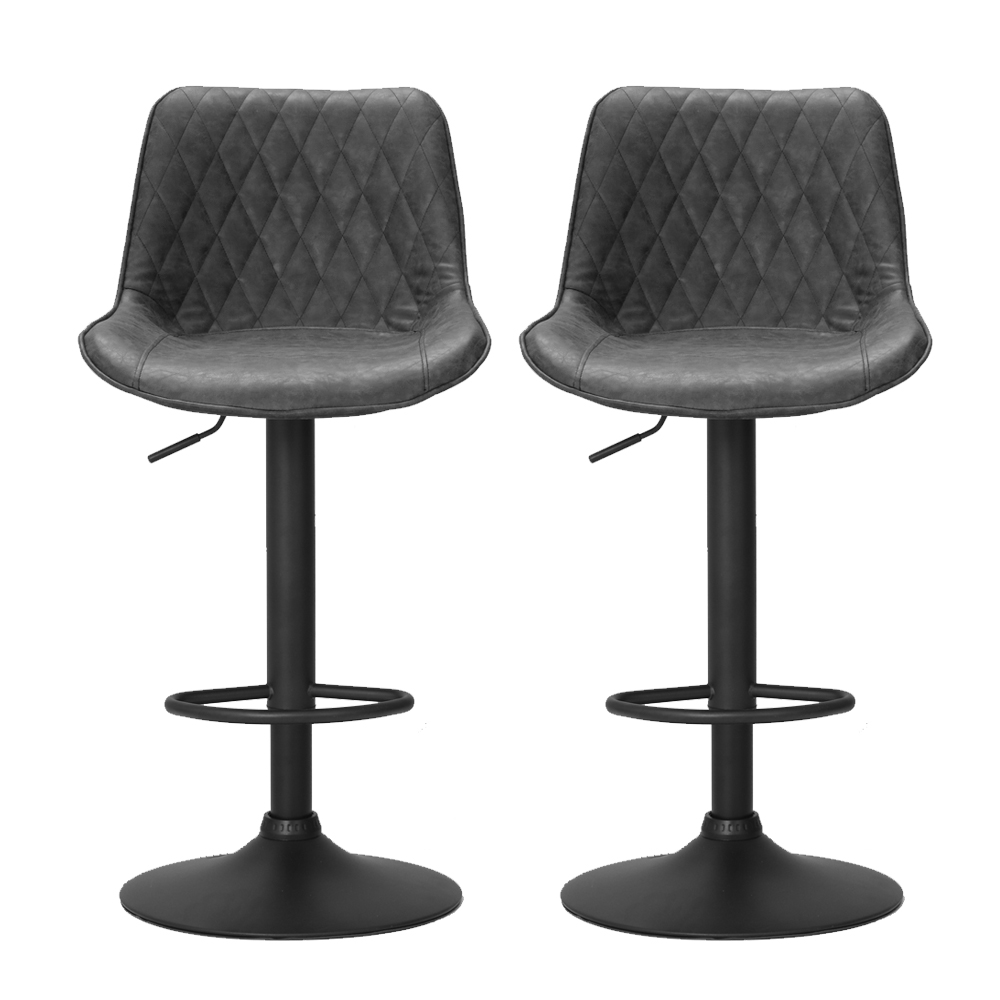 Artiss 2x Bar Stools Gas Lift Vintage Leather Black — image 4