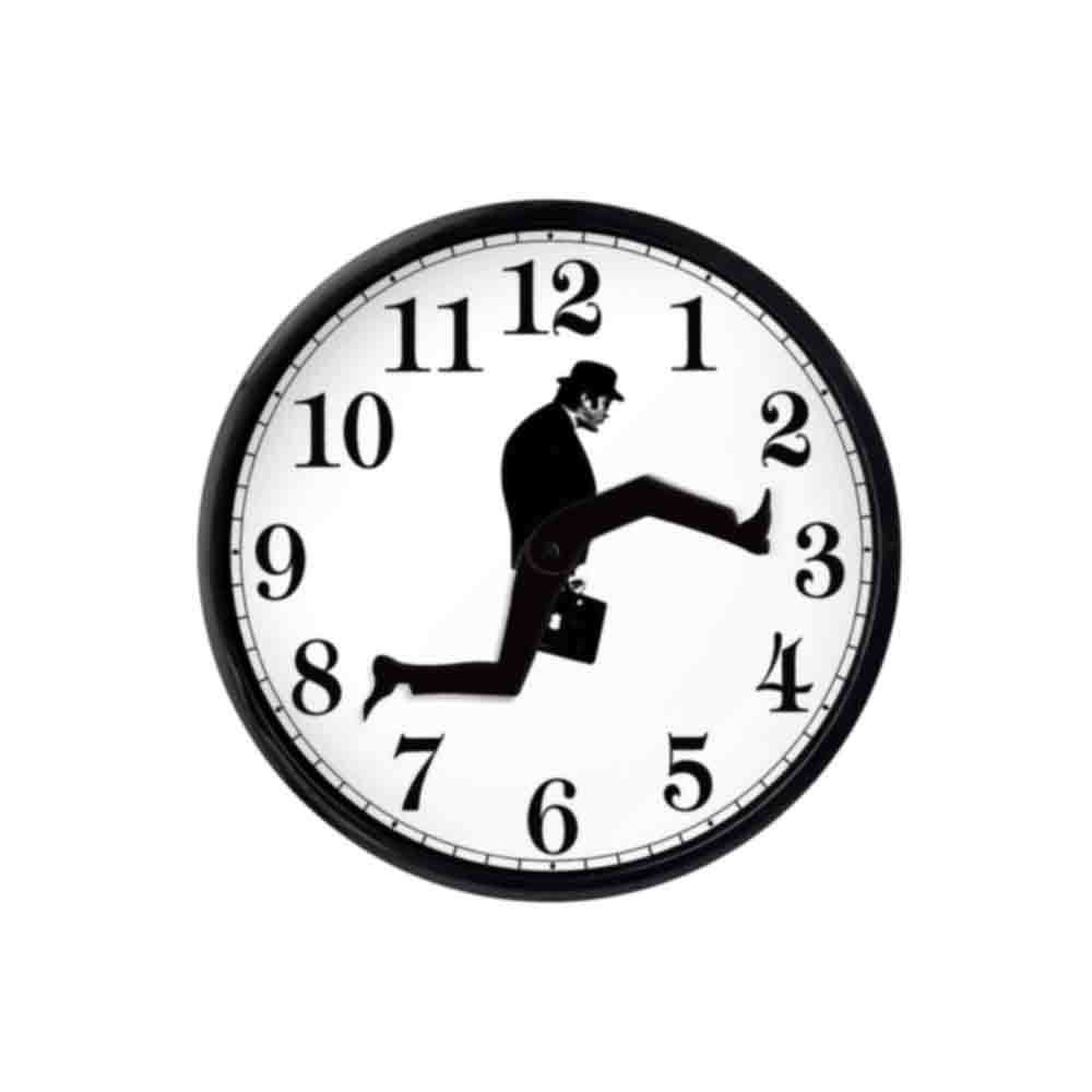 Ministry of Silly Walks Watch Time Clocks for Employees Small Business Creative Wall Clock Clock, Ministry (Black)