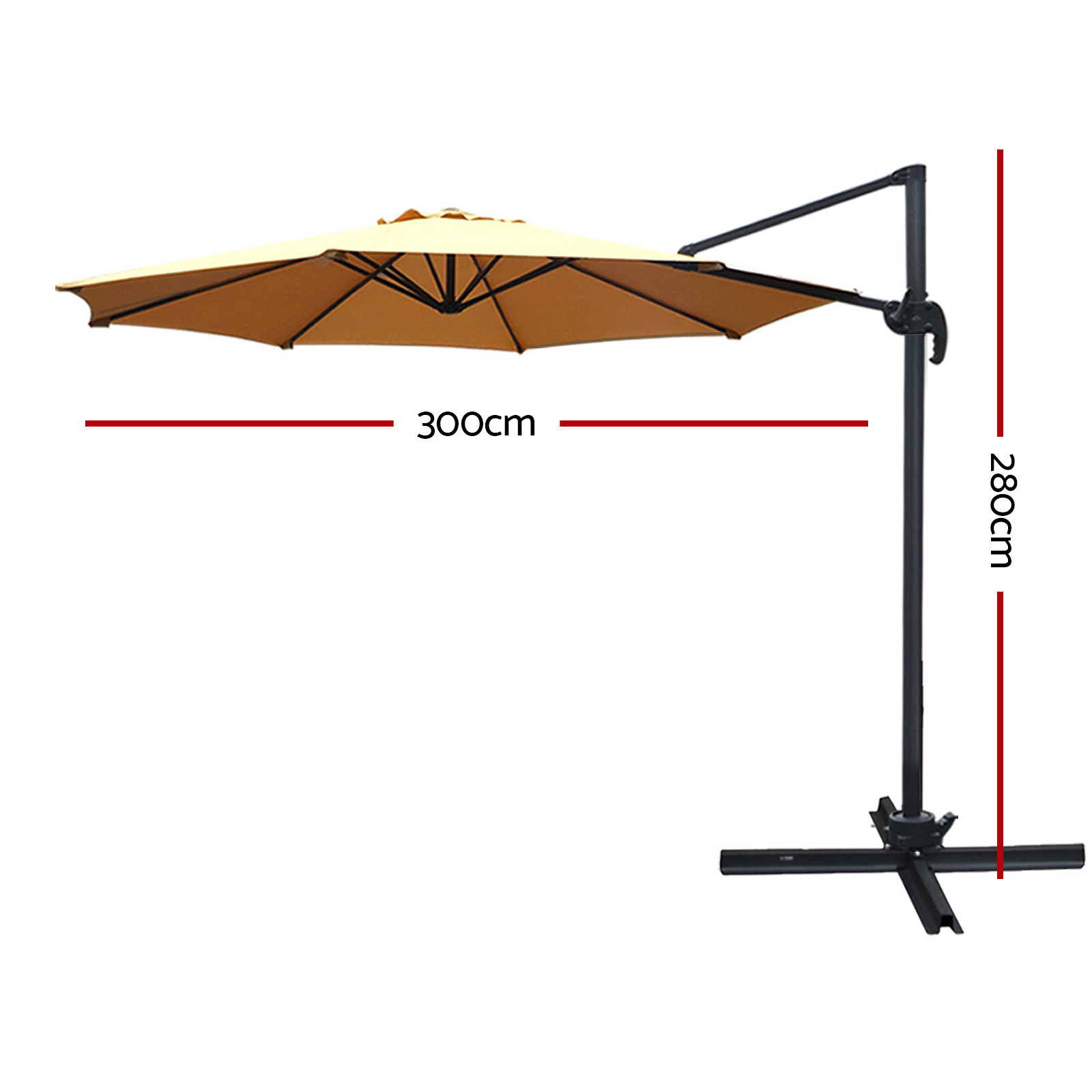 Instahut 3m Outdoor Umbrella Cantilever 360 Degree Tilt Beach Roma Beige โ image 2