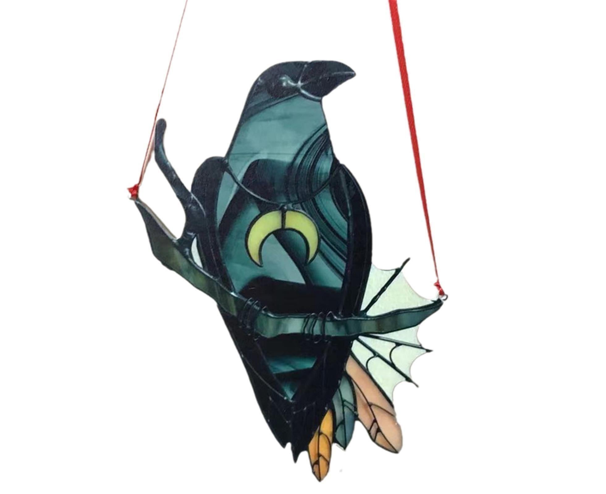 Pendant Crow Pattern Landscaping Ornaments Acrylic Door Wall Hanging Ornaments for Home-Black — image 2