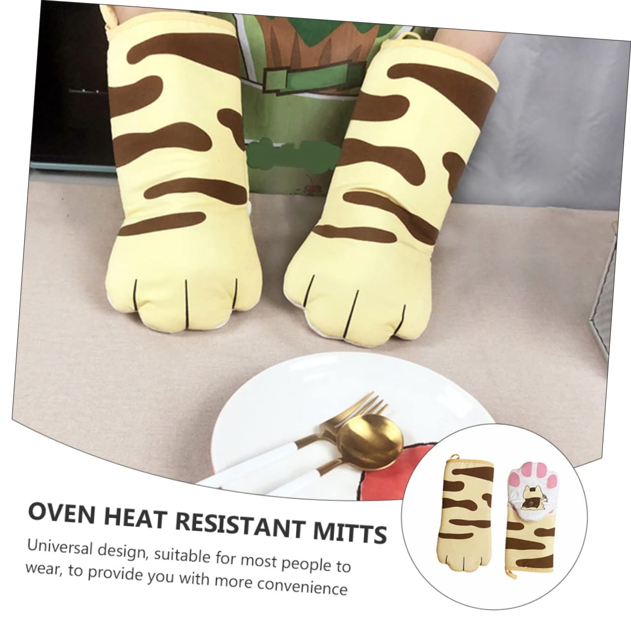 2 pcs Cat's Claw Oven Mitts Cute Oven Mitts Double Oven Glove hot Mitts Oven Pot Holders Baking Mitts Kitchen Mitt Oven Gloves — image 5