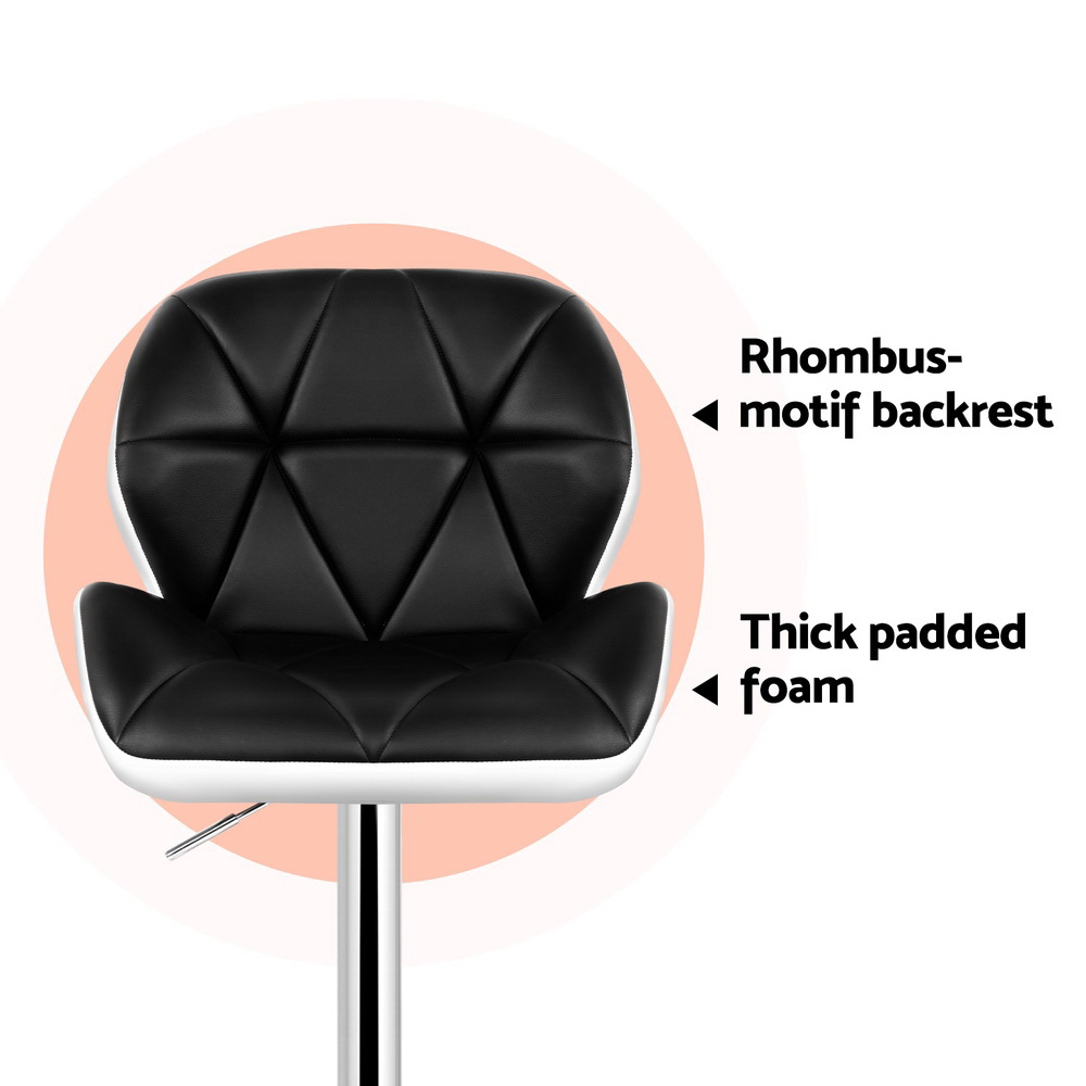Artiss 4x Bar Stools Gas Lift Padded Leather Black & White — image 5