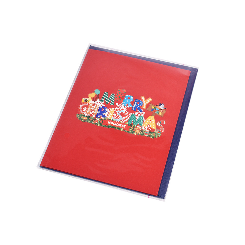 Christmas Train 3D Pop Up Greeting Card, Holiday Xmas Gift Card with Envelope & Note Card, Christmas Party Invitation & Festive（Font）