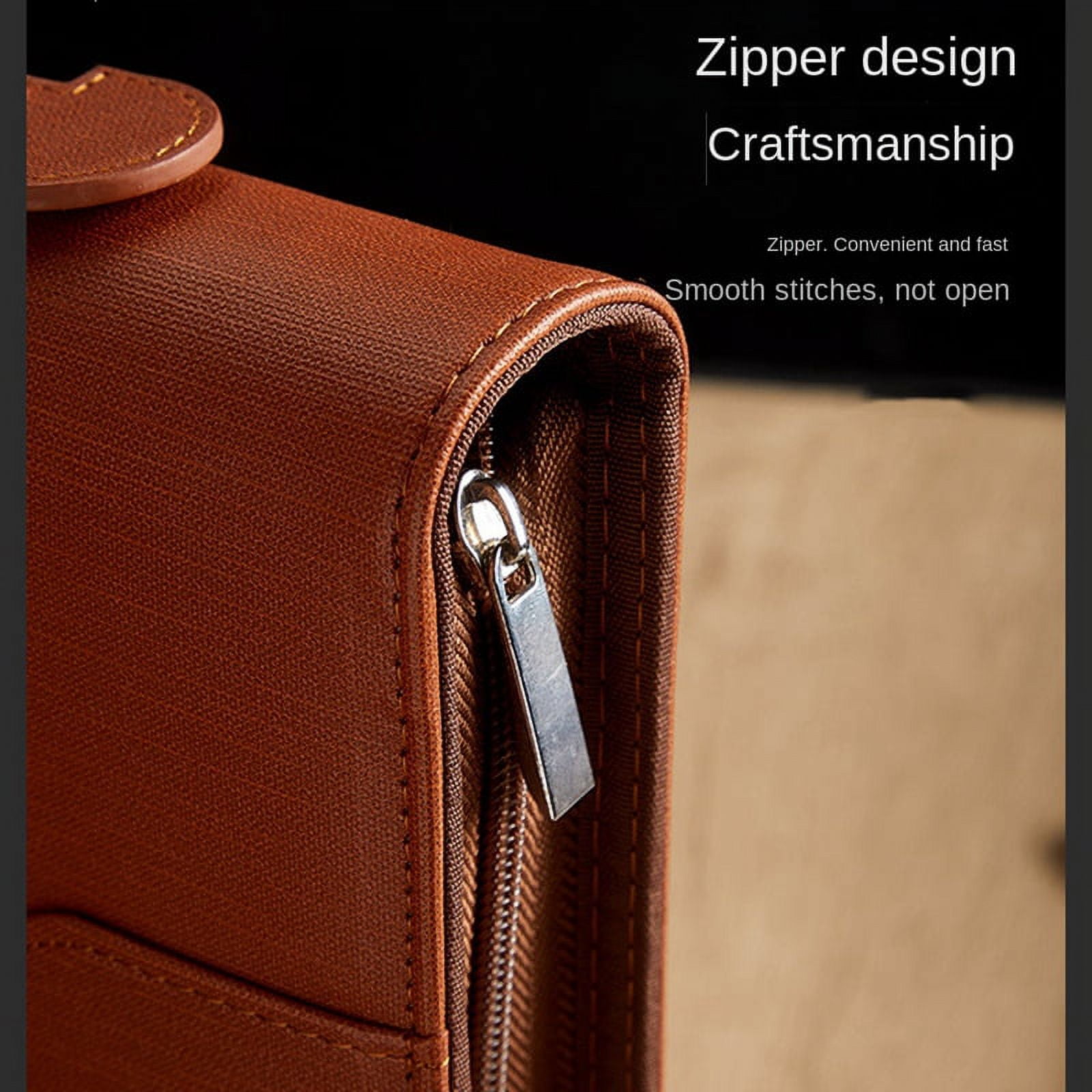 Zippered Portfolio Organizer, Leather Padfolio Binder, Professional Business Binder, Organizer for /Document (Brown) โ image 6