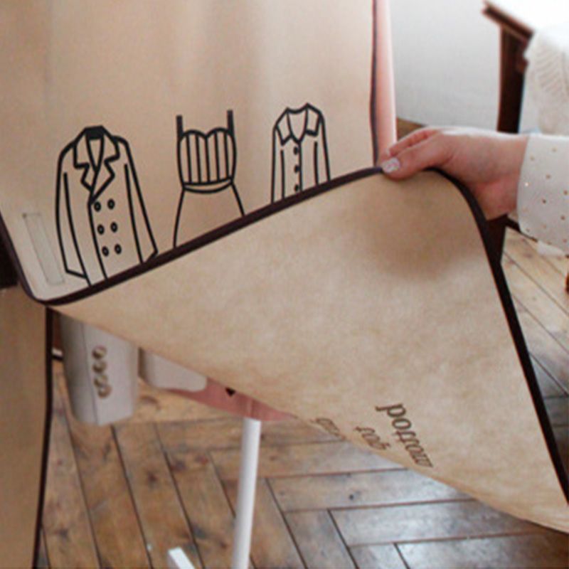 Clothes Dust Cover Nonwoven Dust Prevention Waterproof Transparent Window Design Hanging Garment Protectors Beige โ image 5